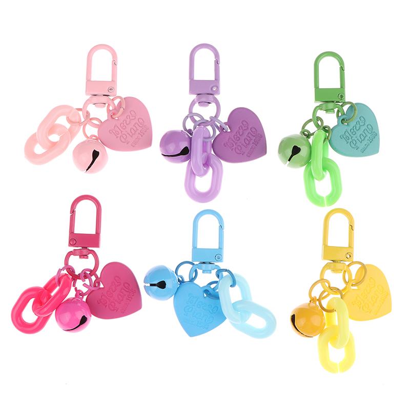 1Pc Alloy Love Shape Pendant Keychain Heart Key Chain With Bell Couple Friend Bag Gift Jewelry Key Holder Accessories