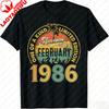 Divertente 40 Anni Vintage Febbraio 1986 Regalo 40° Compleanno Maglietta Uomo Abbigliamento Harajuku Streetwear Magliette Grafiche Unisex Top