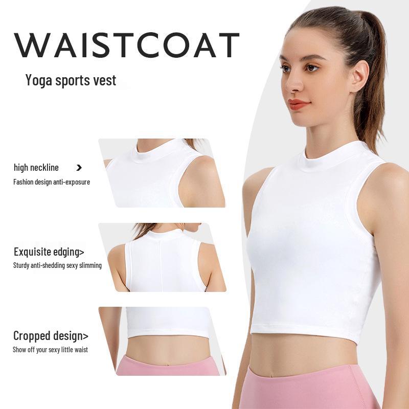 Women's Summer Solid Color Sleeveless Yoga Vest - Sexy, Tight-Fitting, Round Neck Sports Top