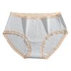 Women's Antibacterial Cotton Panties with a Sexy Mid-rise Waist, Large Size, Lace, Japanese-style Cute Bow, and Triangle Cut.