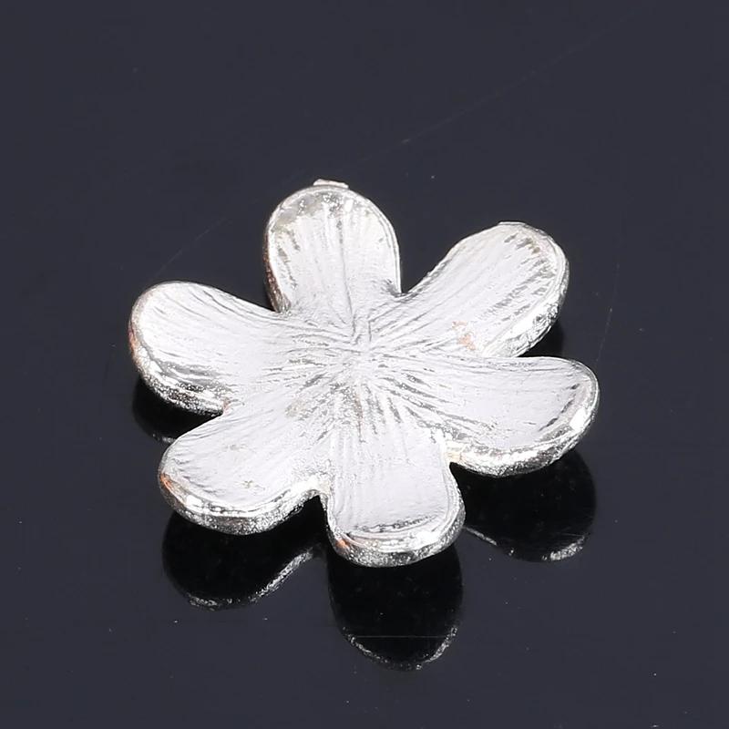 Engood 50Pcs Six-leaf Flower Rhinestone Buckles Sewing Trim & Embellishments Craft Button for Wedding Hair DIY Accessories LP52