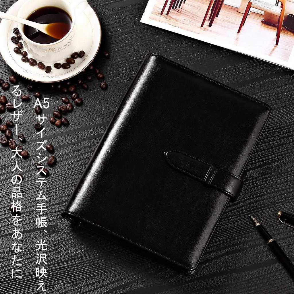 A5 System Planner Memo Schedule Card Leather Business Office Supplies RIHUA Notebook, 6-Ring Binder, Pad, Refillable, Book, Holder, Cover, Planner,