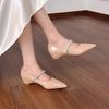 Fashion Inside Heightened Single Shoes Autumn New Pointed Toe Shallow Slip Rhinestone Strap Soft Sole Anti-slip Wear-resistant Flats