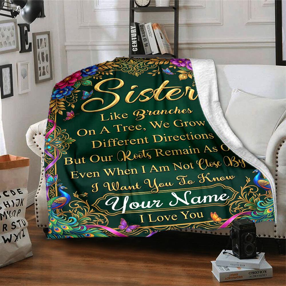 Sister'S Unifying Bond Personalized Name Blankets Soft And Comfortable Against The Skin Naps And The Office A Wonderful Gift For Friends Family And