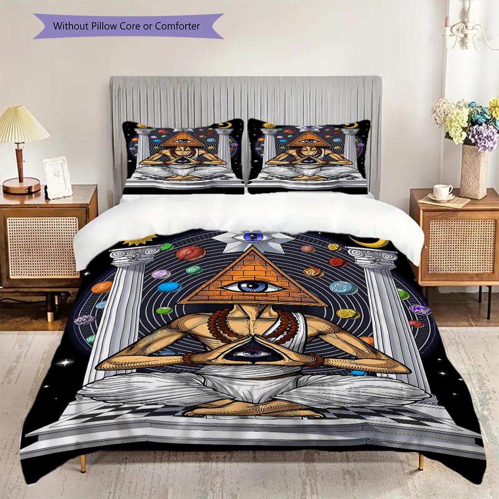 The Square and Compass of Freemasonry Bedding, Duvet Cover, Pillowcase, Home Decoration, Birthday Gift (1 * Duvet Cover+2 * Pillowcase, Coreless)