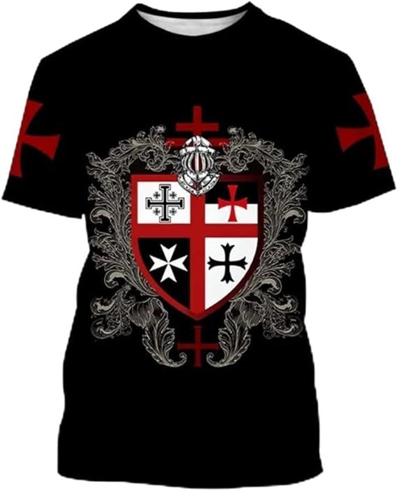 3D Print Knight Templar T-shirt Men Women Cross Fashion Trendy Cool Short Sleeve O Neck T-shirt Unisex Jesus Christian Tees