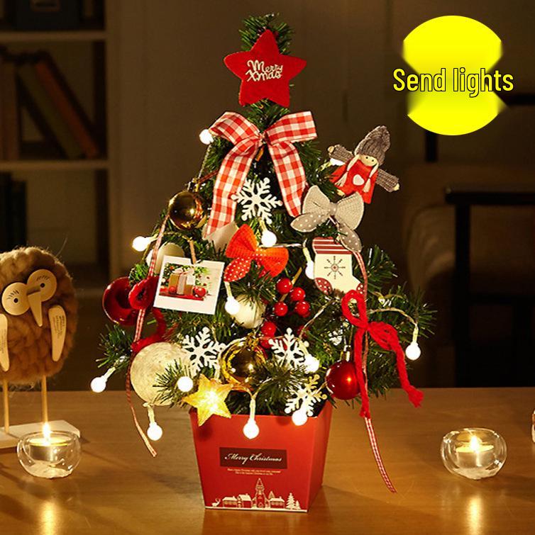 50cm Tabletop Christmas Tree with Lights - Gold & Red Ornament Set