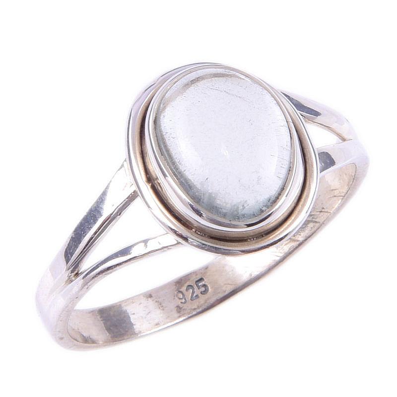 Natural Aquamarine Gemstone Handmade 925 Solid Sterling Silver Ring Size 9 Z3A60