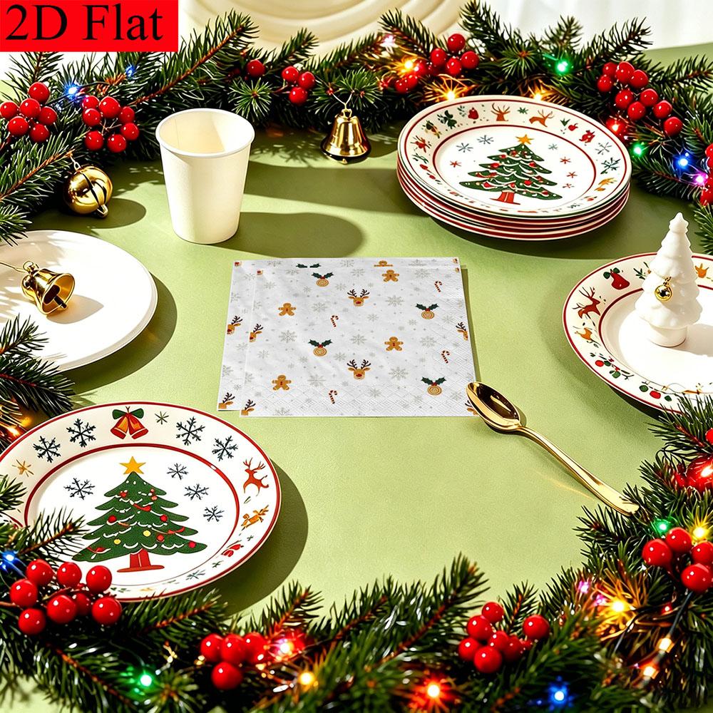 20pcs Disposable Napkins with Christmas Elements Pattern Print for Wedding,Parties,and Daily Use for Thanksgiving Fall Christmas Table Decoration