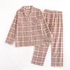 Kostkovaný design Vícebarevný Teplá Bavlna Flanel Kalhoty s dlouhým rukávem Pyžama pro muže Podzimní a zimní Domácí oblečení Soupravy oblečení na spaní