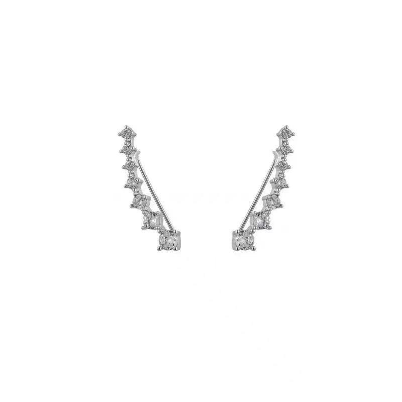 Sparkling 2025 Curved Earrings: Elegant, Light Luxury Studs with Unique Design for Women