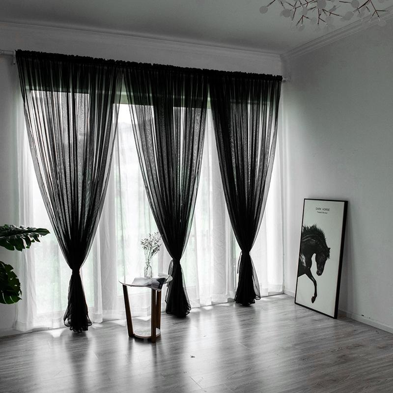 2026 NEW European American Style Multicolor Sheer Curtain Bay Window Screening Solid Door Curtains Drape Panel Tulle for Living Room