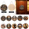 Halloween Flat Wooden Hanging Sign with Vintage and Pumpkin for Door Porch Decor