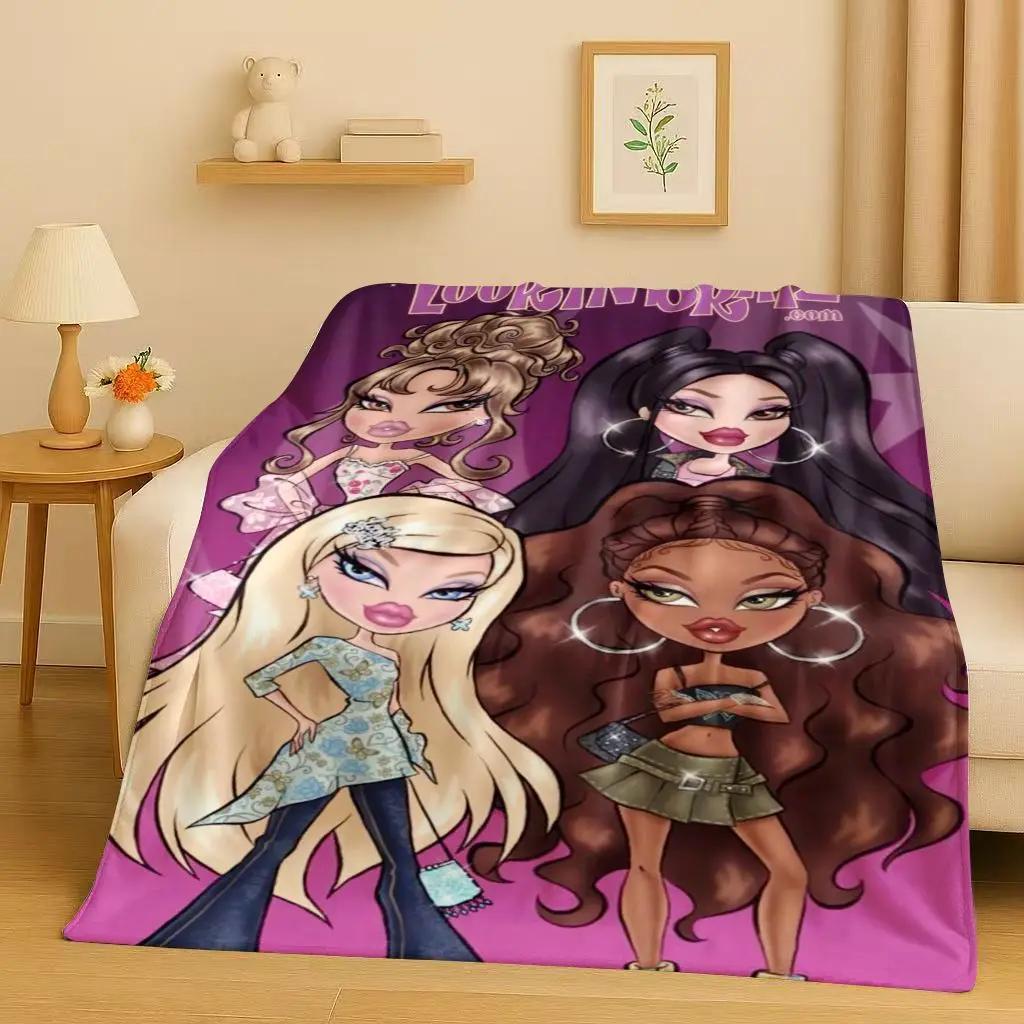 New Cartoon Bratz Doll Girl Flannel Blanket,Ultra Soft Warm Plush Throw for Home Bedroom Bed Sofa Cover Office Gift Kids Picnic