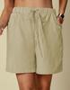 Pantaloncini Casual da Donna 2024 in Cotone e Lino con Vita Elastica e Coulisse