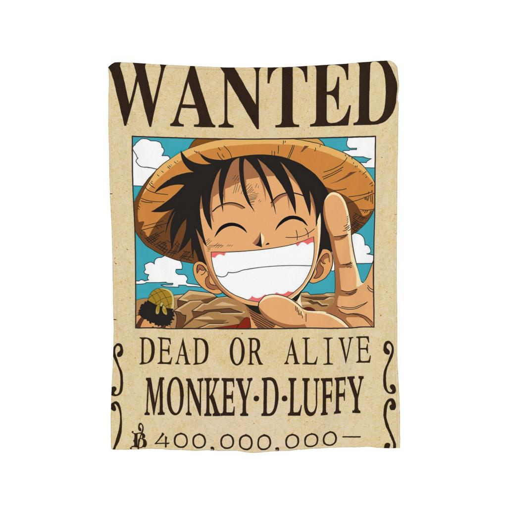 Anime One Piece Wanted Posters Blanket Fleece Decoration  Portable Ultra-Soft Throw Blankets for Bedding Office Bedding Throws