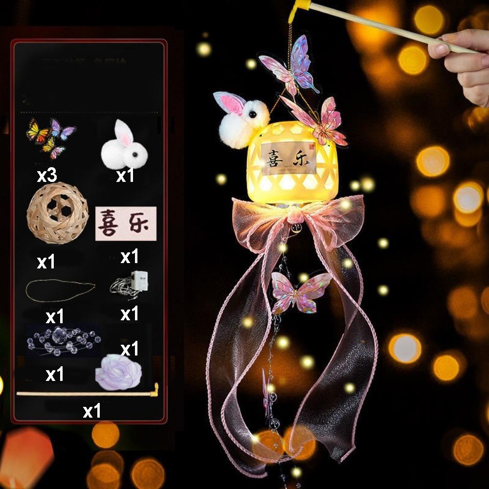Chinese Style Mid-Autumn Festival Lanterns Luminous Rabbit Lantern Festival Gifts розовый