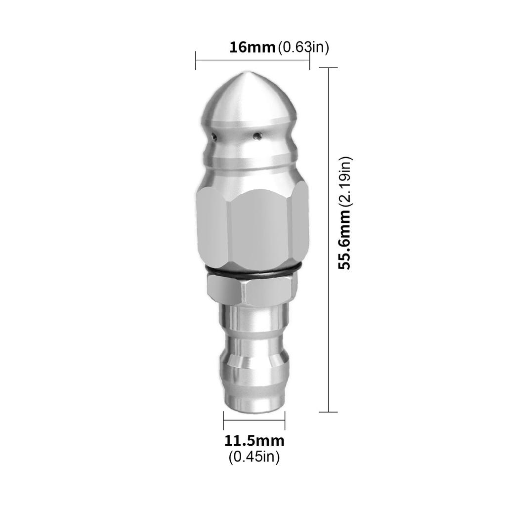 Pressure Washer Sewer Jetter Nozzle with 1/4inch Quick Connector Stainless Steel Sewer Jetter Nozzle for Roof and Path Cleaning