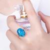 Roségoldplattierter Aquamarin- und Topas-Offener Ring mit ovalen, diamantbesetzten Farbsteinen