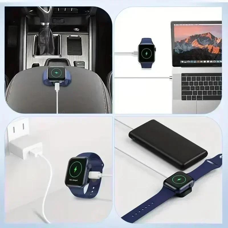 Magnetic Portable iWatch Charger USB C/8pin Fast Wireless Charging Travel Watch Charger for iWatch Ultra SE Series 10 9 8 7 6 5