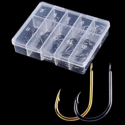 100Pcs Fishing Hooks Set Carbon Steel Single Circle Fishing Hook Fly Fishing Jip Barbed Carp Hooks Sea Tackle Accessories