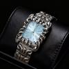 Men Y2K Black Quartz Watch Irregular Dial Retro Fashion Wristwatch