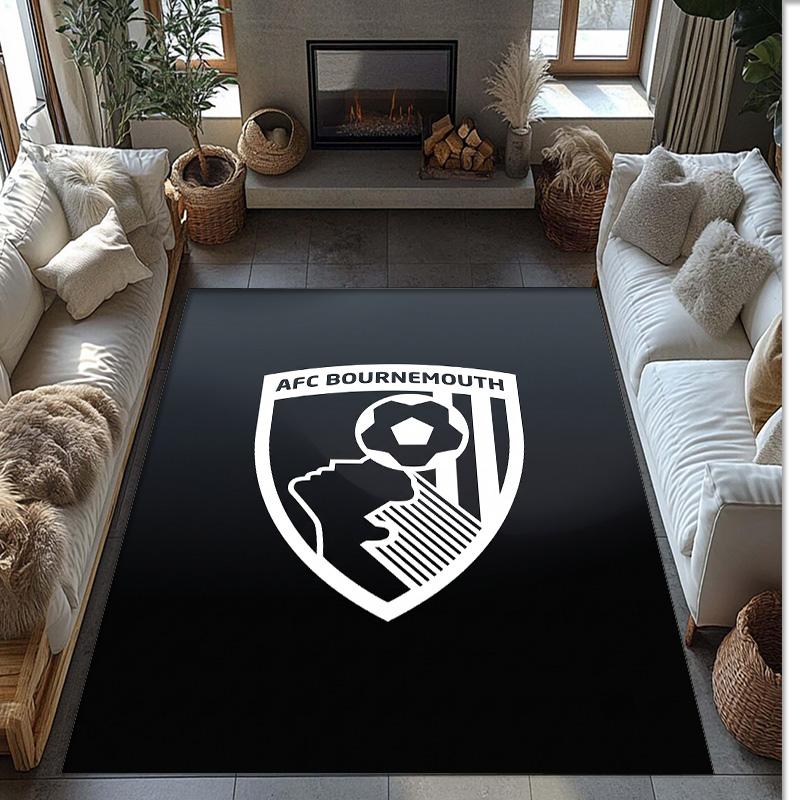 Tappeto in Velluto di Cristallo con Stampa del Bournemouth Football Club, Comodo Assorbente d'Acqua Antiscivolo Tappeto per Pavimenti Interni