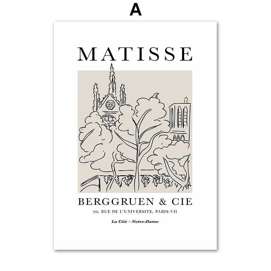 Boho Matisse Poster Beige Black Abstract Line Art Canvas Paintings Wall Print Pictures Bedroom Living Room Interior Home Decor