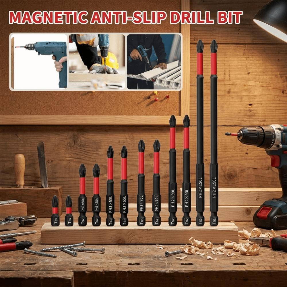 12 Pieces Hex Shank Magnetic Batch Head S2 Zinc Zinc Alloy Steel Electric Screwdriver Bits Power Hand Tools