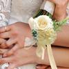 Corsage de Pulso com Flores Artificiais Flores de Mão Elegante para Noiva Madrinha Guirlanda de Pulso Estilosa Pulseira para Noivado Baile