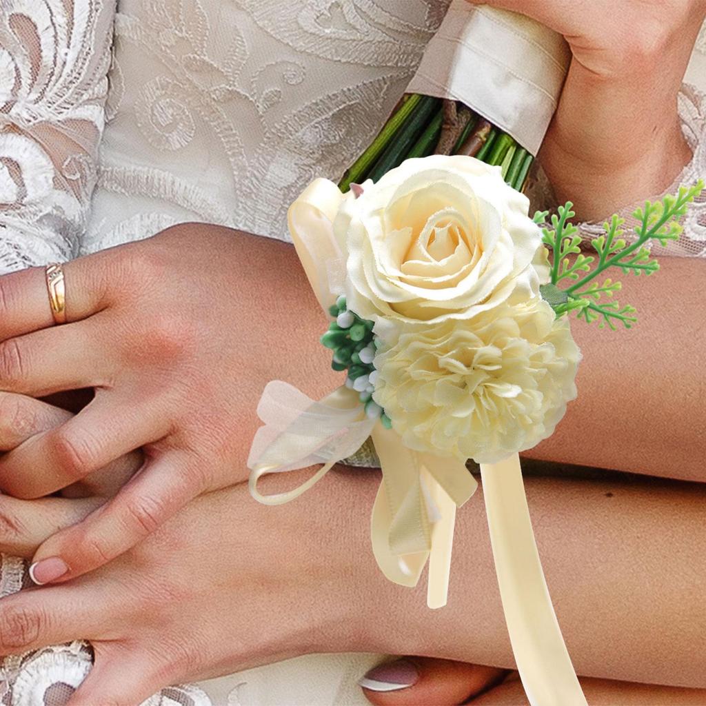 Artificial Flower Wrist Corsage Wedding Decor Wrist Garland Versatile Comfortable Wristlet for Valentine's Day Graduation