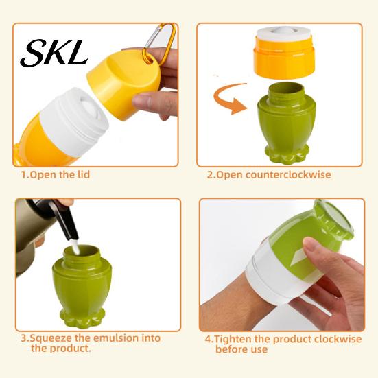 Washable Sunscreen Applicator Refillable Kids Applicator, 100ml Travel Roll on Bottle with Smooth Soft Sponge Ball, Portable Hanging Dispenser
