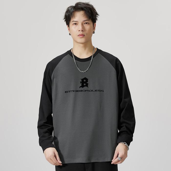 

Футболка мужская из бархата с круглым вырезом и длинными рукавами, осенне-зимняя, мужская, свободного покроя, большого размера, японский модный бренд, тяжелый свитер Tide 4XL темно-серого