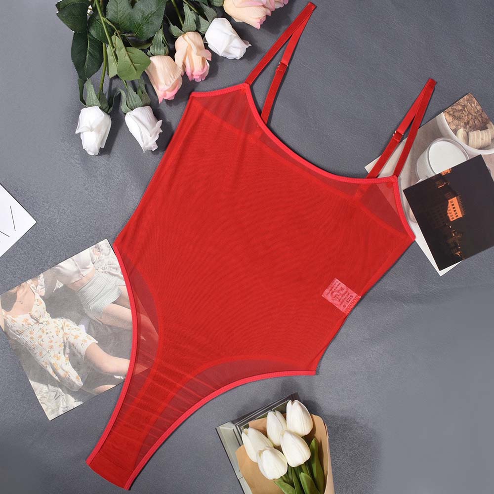 Spicy Girl Style Mesh Bodysuit Transparent Women Lingerie Fashion Mesh Sheer Jumpsuit  Gifts