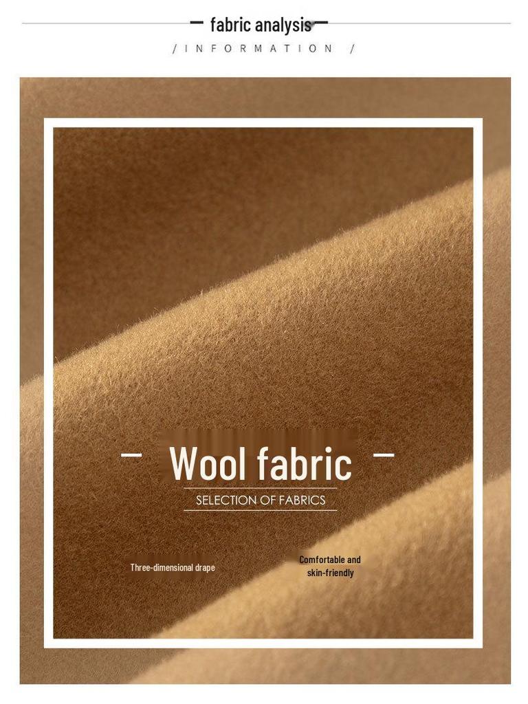 Women's Petite Double-Breasted Wool Cashmere Coat - Autumn/Winter Suit Collar Overcoat