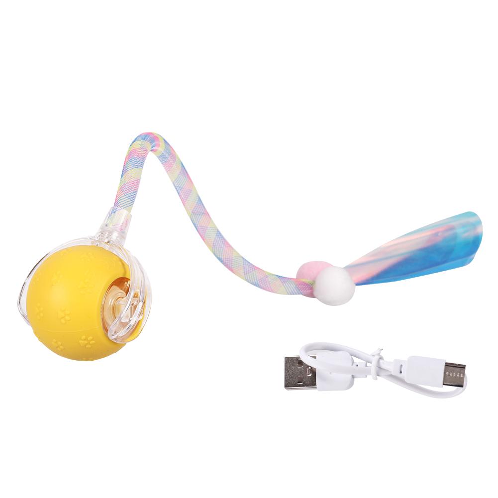 Elektryczna Interaktywna Piłka Zabawki dla Kota Automatycznie Tocząca się Piłka z Ogonem Śpiewającym Ptakiem Akumulatorowa Samobieżna Zabawki dla Kociaka