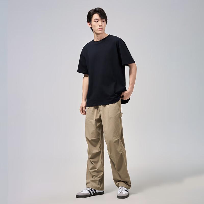 GEVAERT Cool Quick-Dry 70s Long-Staple Cotton Ice Silk Short-Sleeve T-Shirt for Men, High-End Round Neck Short Sleeve, White, XL