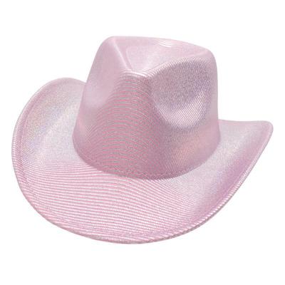 Sombrero bombín de poliéster, sombrero de jazz de color sólido, sombrero de fieltro láser de alto rendimiento, sombrero para el sol, sombrero de vaquero occidental de seda brillante, pañuelo grande para la cabeza