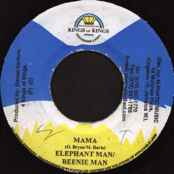 7inch Record ELEPHANT MAN & BEENIE MAN - Mama NONE Kings of Kings Jamaica Reggae, Ska & Dub Used