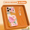 Flowers Leaves Print Lanyard Case For iPhone 17 Pro 16 15 14 13 Pro Max Luxury Skin Feel Magnetic For Magsafe Phone Cover