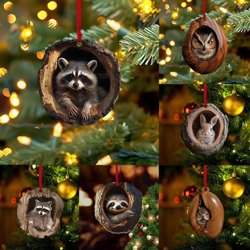 Søtt Mønster Minne Julepynt Akryl Tegneserie Skogsdyr Julepynt Sesongdekor Til Tre Tak