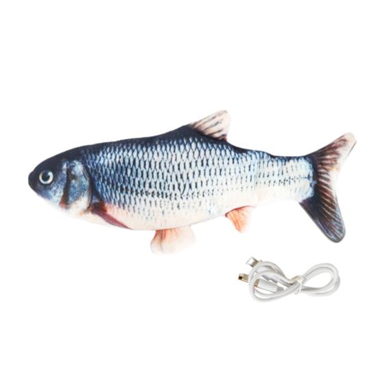 Flopping Fish Cat Toy Rechargeable Soft Stuffed Fish Interactive Chew Toy Realistic Fish Cat