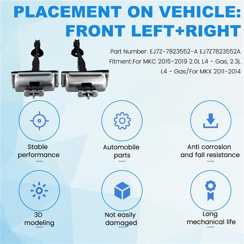 A03Z-2PCS Car Front Door Check Strap Limit Rod Stop EJ7Z-7823552-A For Lincoln MKC 2015- Door Limiter Hinged EJ7Z7823552A