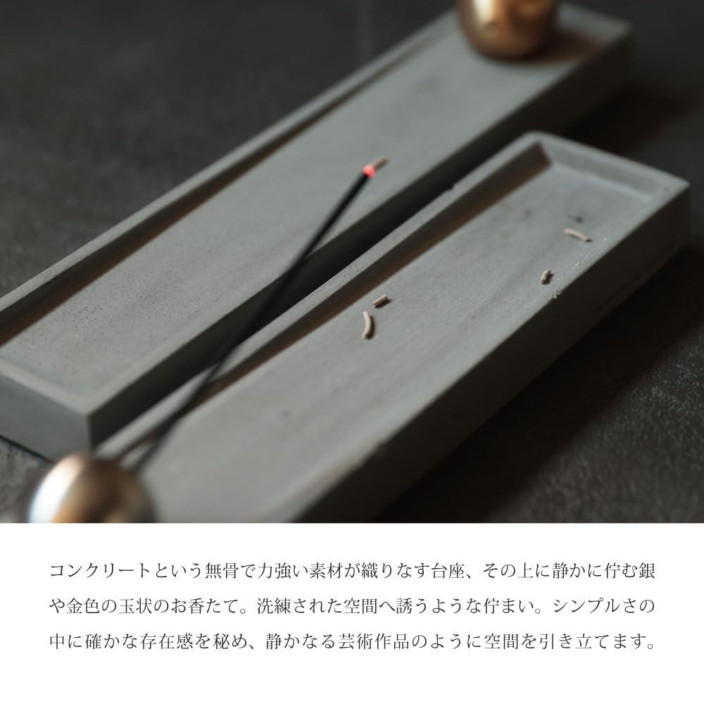 Incense holder, concrete, adjustable angle, HUNT9 Domenico (Argento) #58329