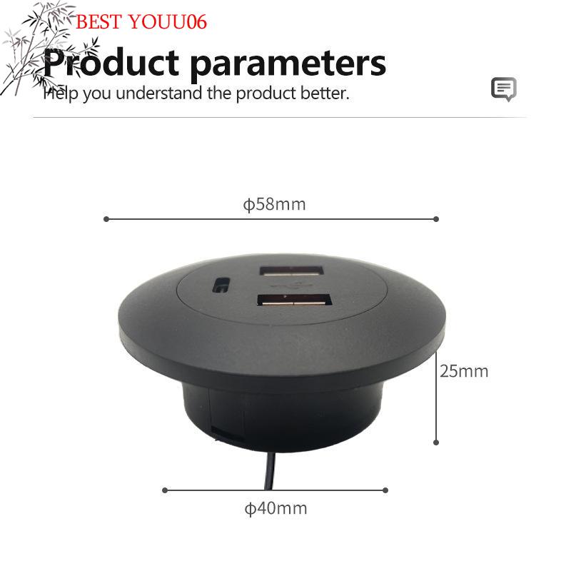 (YOUU06)Embedded Desktop Multi Port USB2.0 To USB TYPE-C Charge Connector Extension Cord Concealed Fast Charging Cable