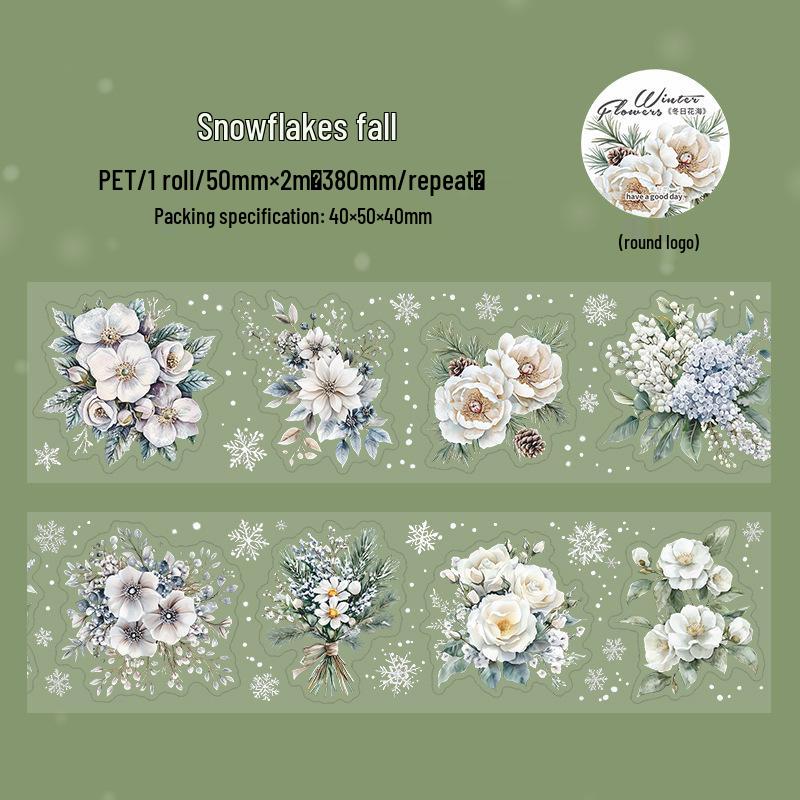 Winter Flower Sea Die-cut Tape DIY Journaling Stickers