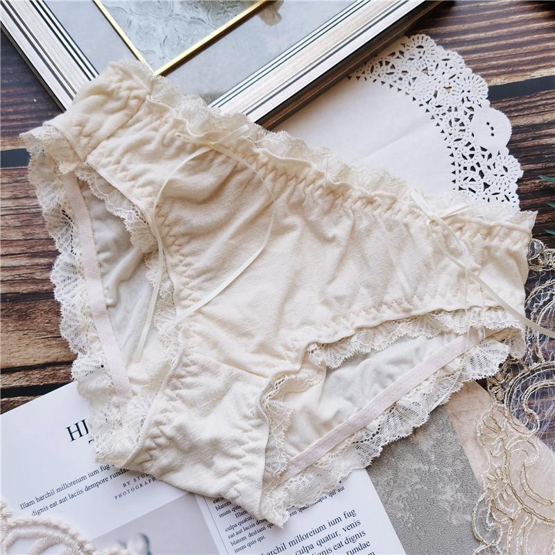 

Милое нижнее белье, многослойное нижнее белье из ледяного шелка с кружевными краями, кокетливая сексуальная сумка, удобные трусы с низкой посадкой, женские трусики One Size