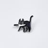 Black Cat Cartoon Knife Brooch with English Letter Design - Creative Fashion Bag Accessory Badge