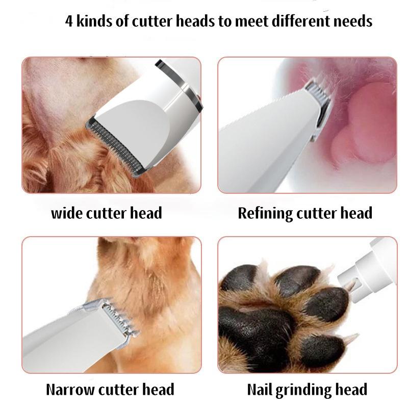 4in1 Pet Grooming Kit Professional Pet Hair Clipper Kit Electric Trimmer for Dog Grooming Low Noise Rechargeable Pusher Nails