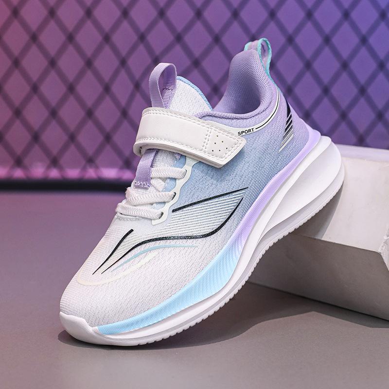 Children's Sports Shoes Spring New Mesh Boys Velcro Casual Shoes Lightweight Shock Absorption Girls Students Running Shoes